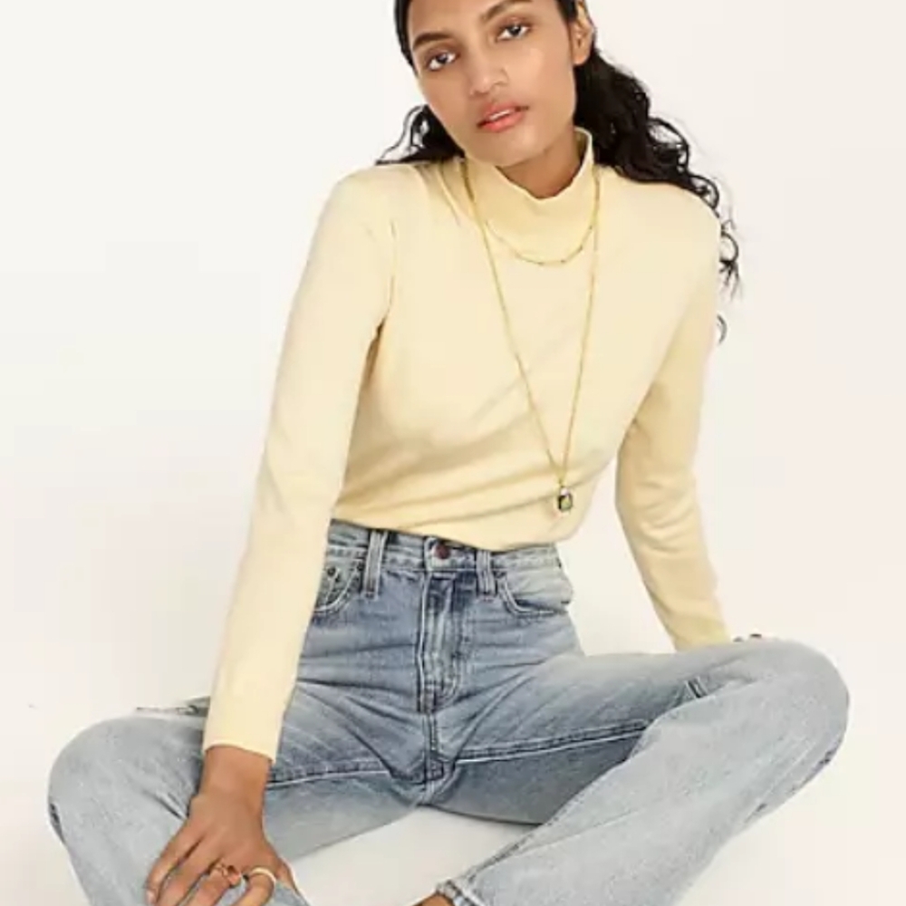 J. Crew Women's Mockneck Silk-Blend Sweater‎ with Ribbed Trim Small BD412